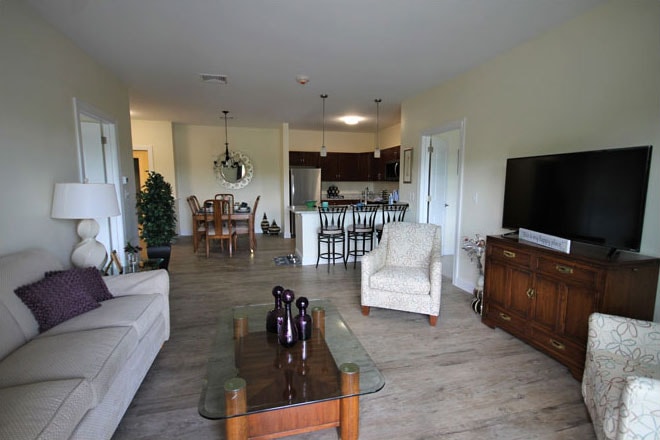 Open concept living room and kitchen